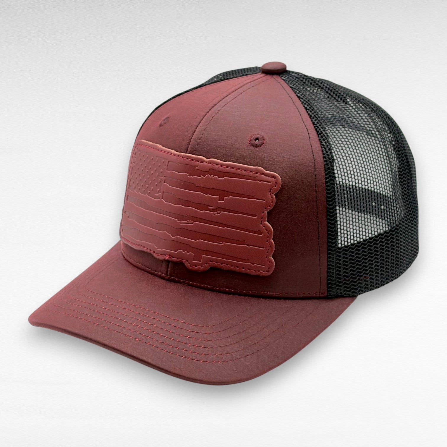 Performance USA Flag Leather Patch Trucker Hat | Snapback, Structured Mesh Back 5
