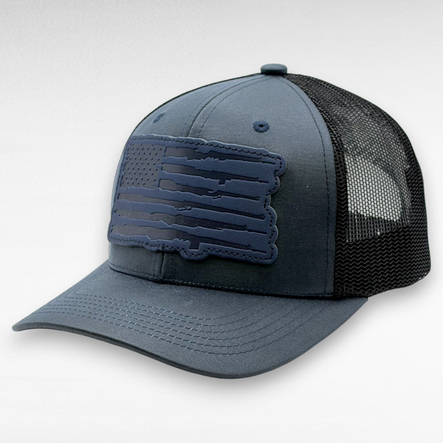 Performance USA Flag Leather Patch Trucker Hat | Snapback, Structured Mesh Back 3