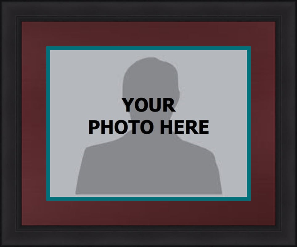 NHL Hockey Photo Picture Frame Kit - Anaheim Mighty Ducks (Burgundy Matting, Teal Trim)