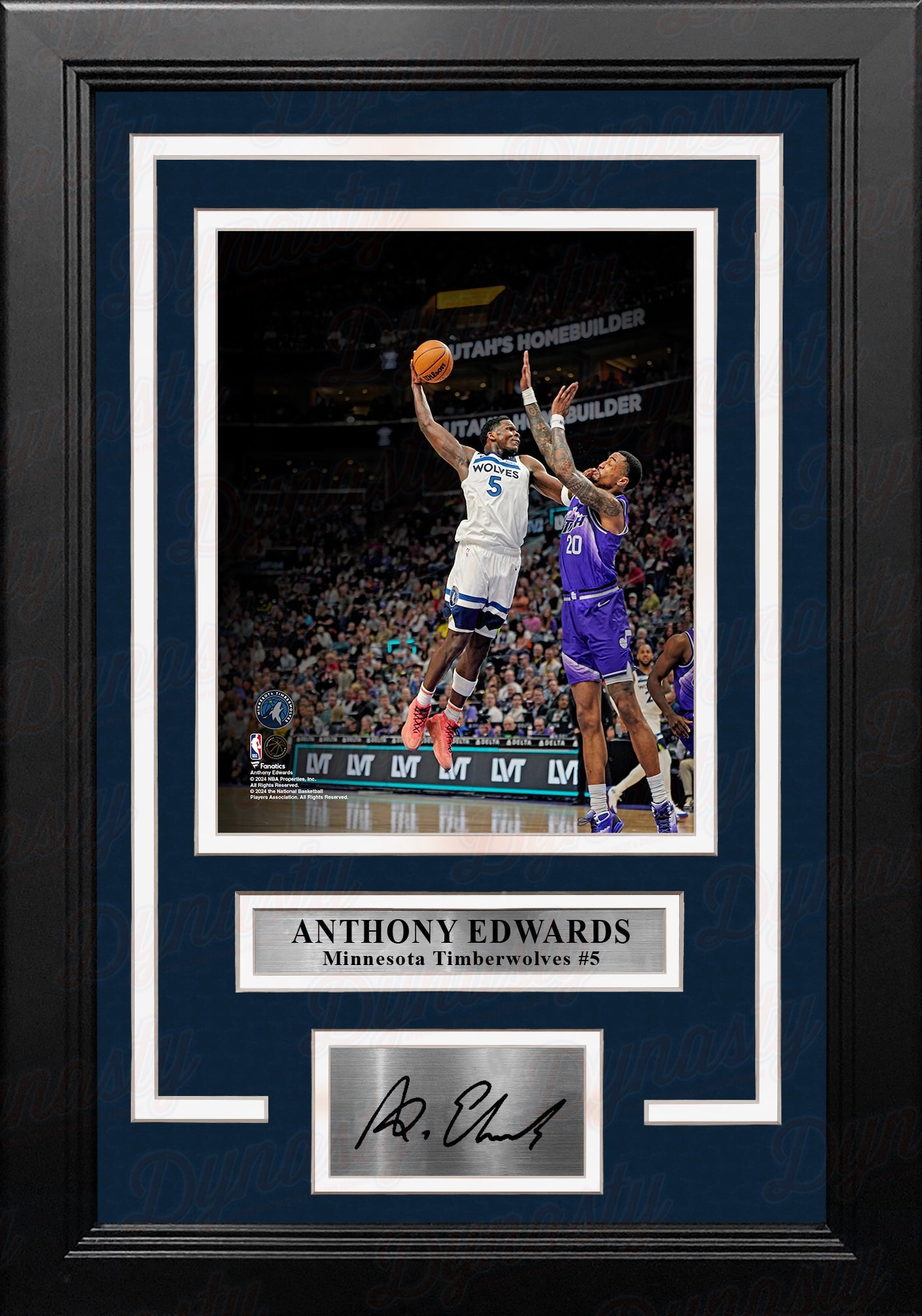 Anthony Edwards One-Handed Dunk Minnesota Timberwolves 8" x 10" Framed Photo with Engraved Autograph 2