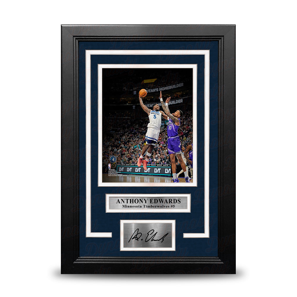 Anthony Edwards One-Handed Dunk Minnesota Timberwolves 8" x 10" Framed Photo with Engraved Autograph 1