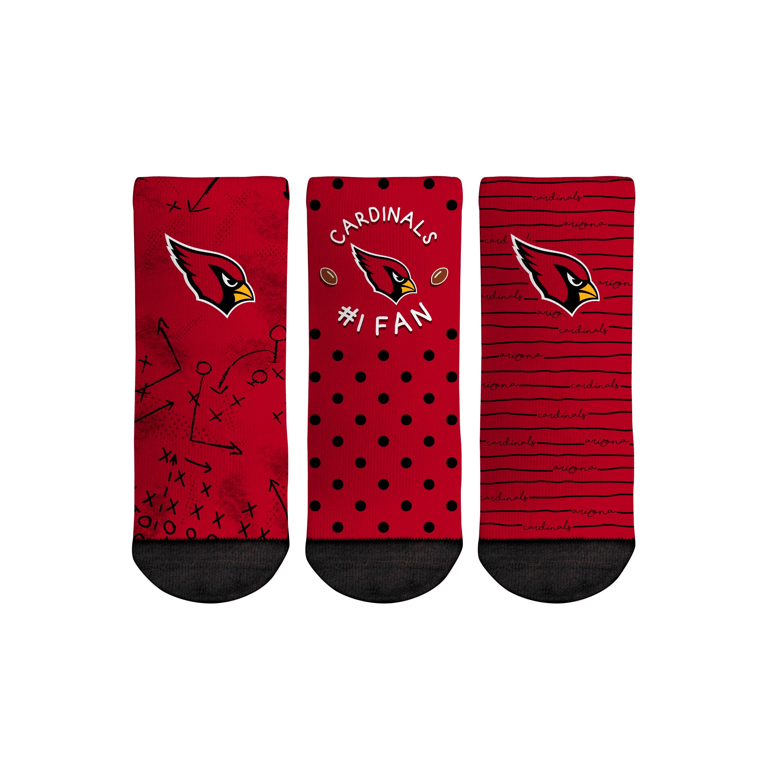 Arizona Cardinals - Number 1 Fan 3-Pack (Toddler) | Rock 'Em Socks
