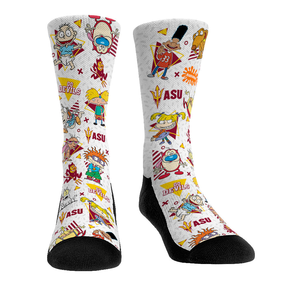 Arizona State Sun Devils  - 90's Nickelodeon Characters All-Over | Rock 'Em Socks