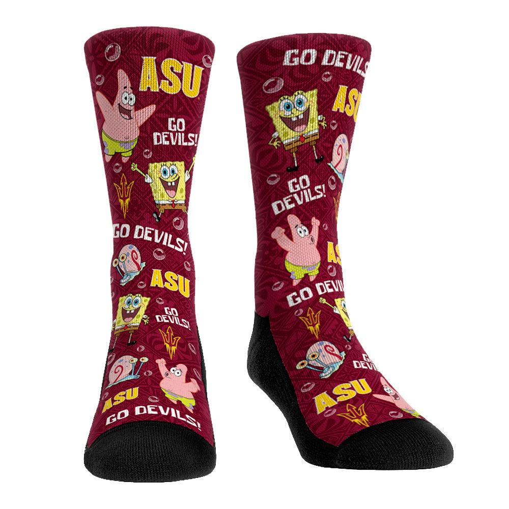 Arizona State Sun Devils  - SpongeBob SquarePants Characters All-Over | Rock 'Em Socks