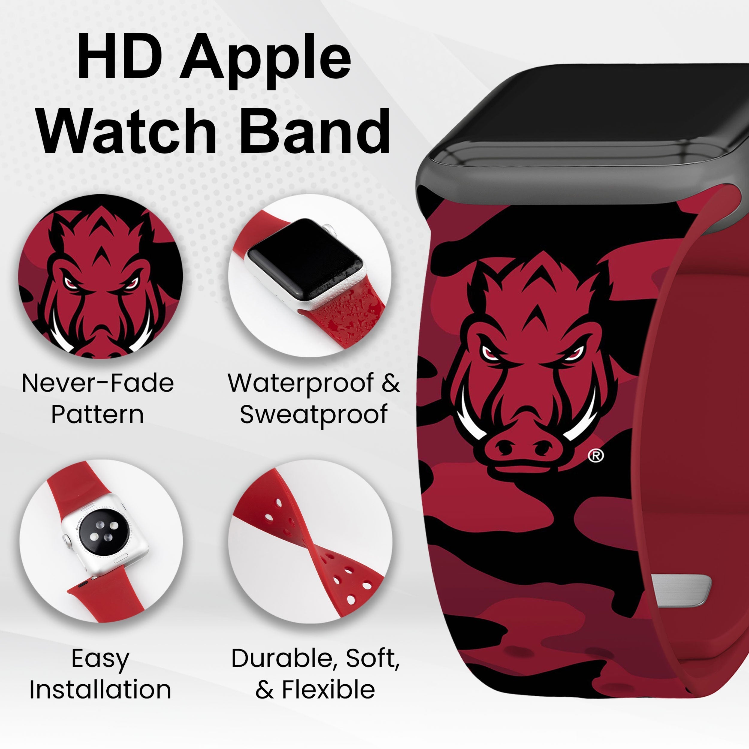 Arkansas Razorbacks HD Apple Watch Band 27
