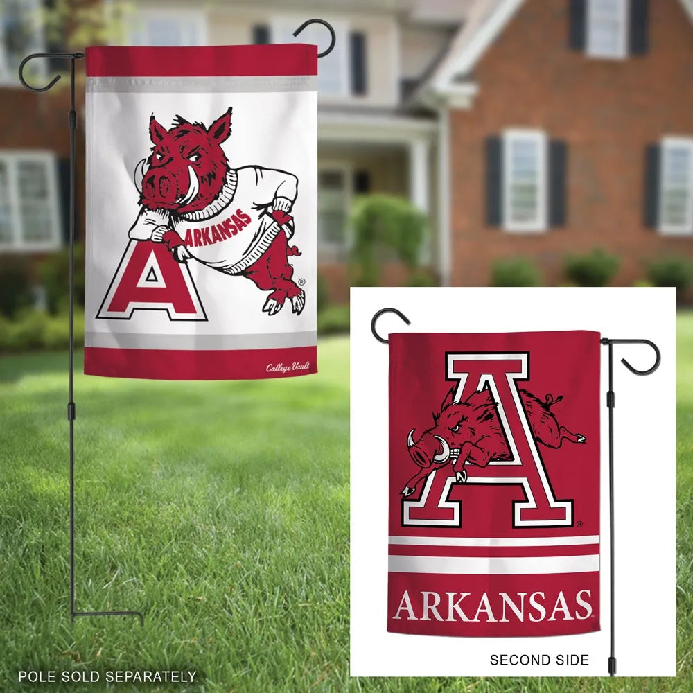 Arkansas Garden Flag 2 Sided Razorbacks Vault Logo