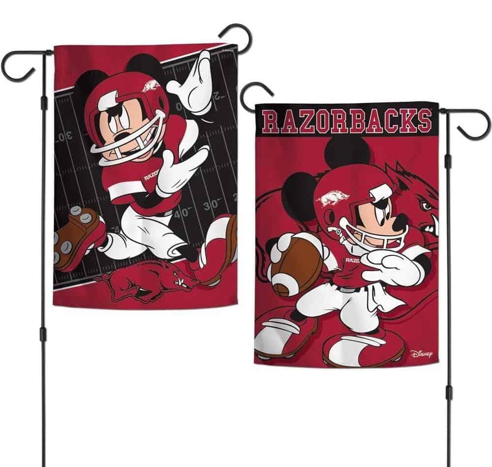 Arkansas Razorbacks Garden Flag 2 Sided Mickey Mouse