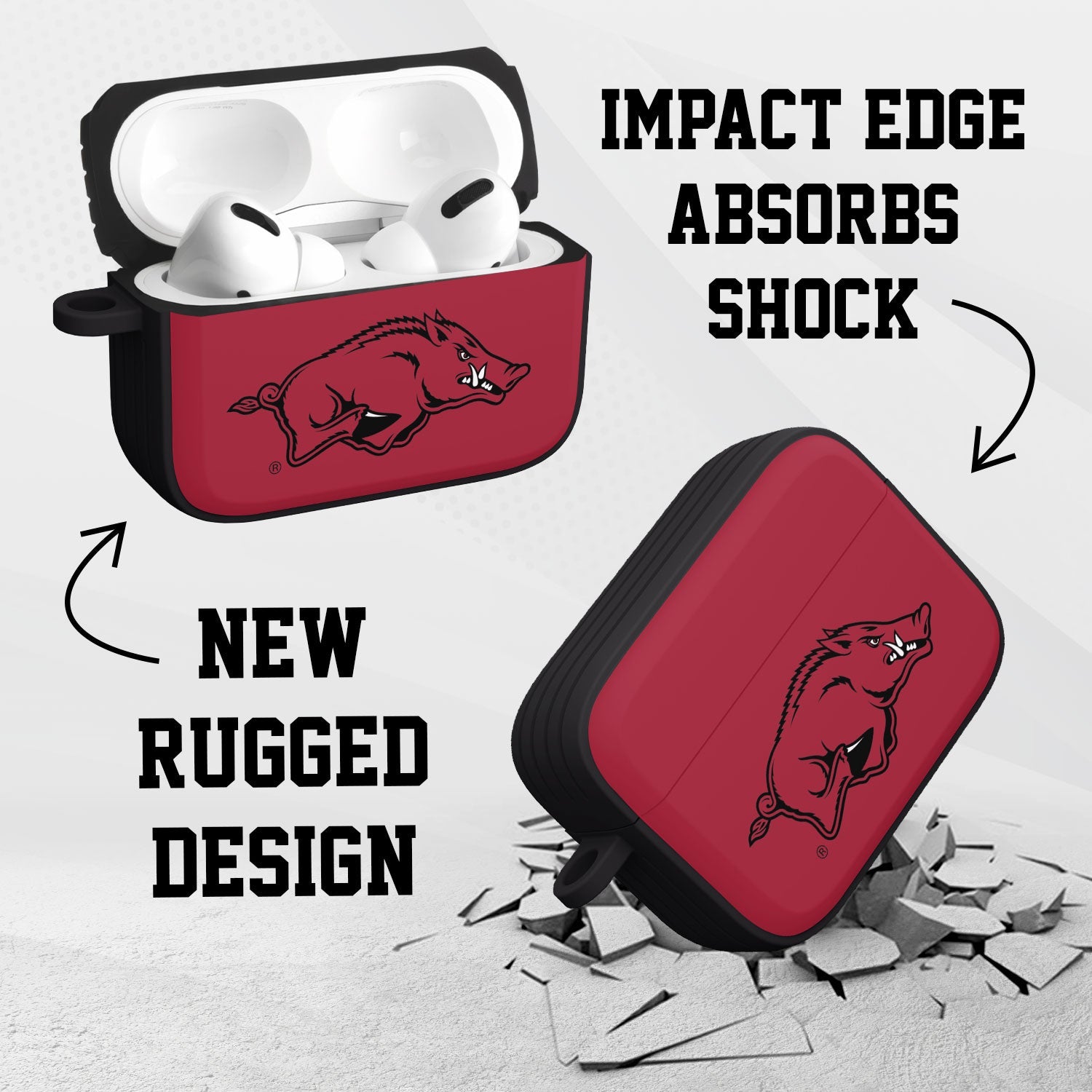 Arkansas Razorbacks HDX AirPods Pro 1 & 2 Case Cover 2