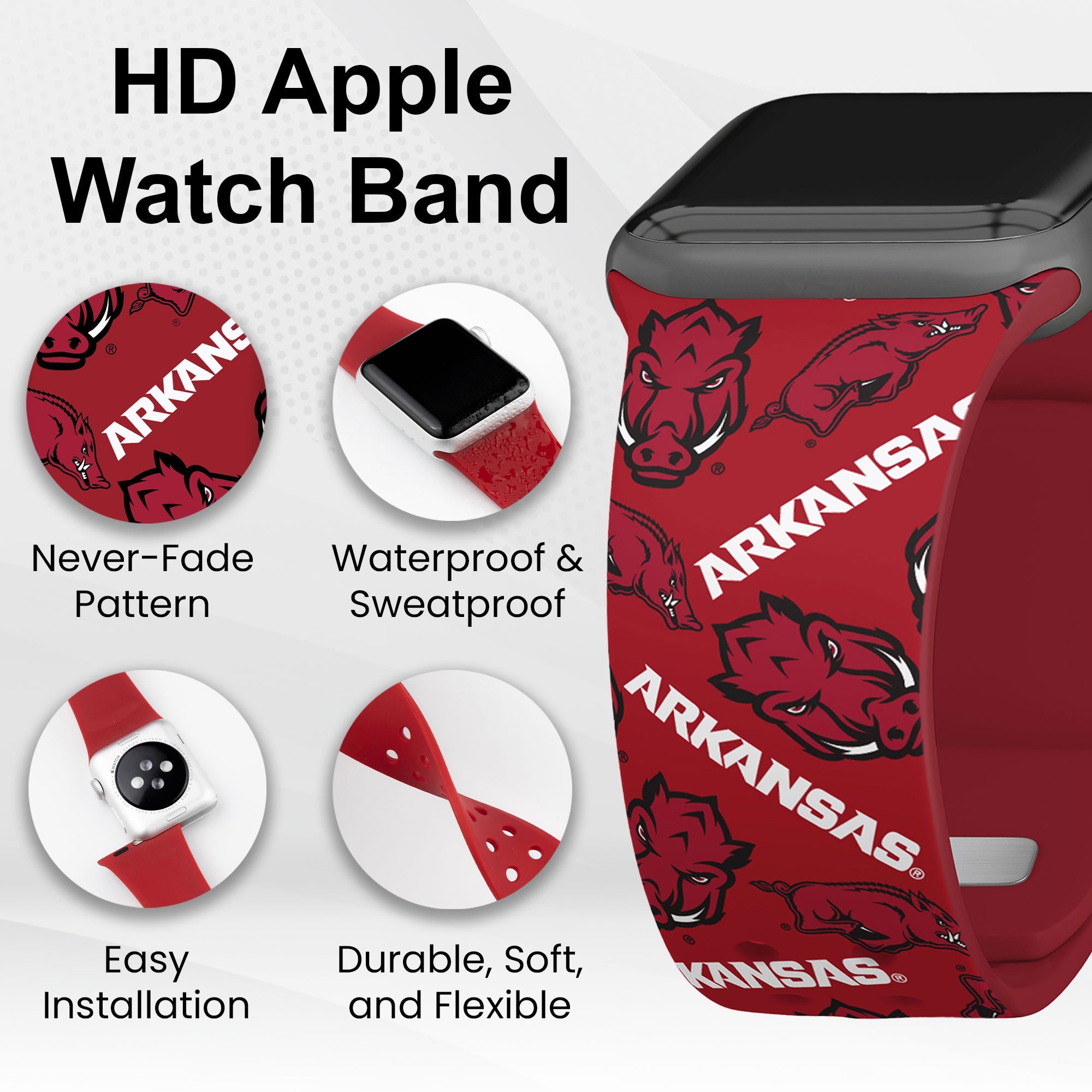 Arkansas Razorbacks HD Apple Watch Band 15