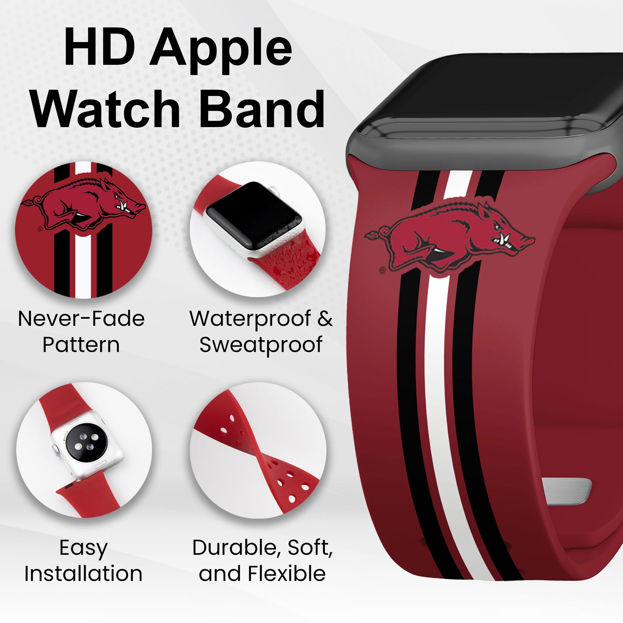 Arkansas Razorbacks HD Apple Watch Band 3