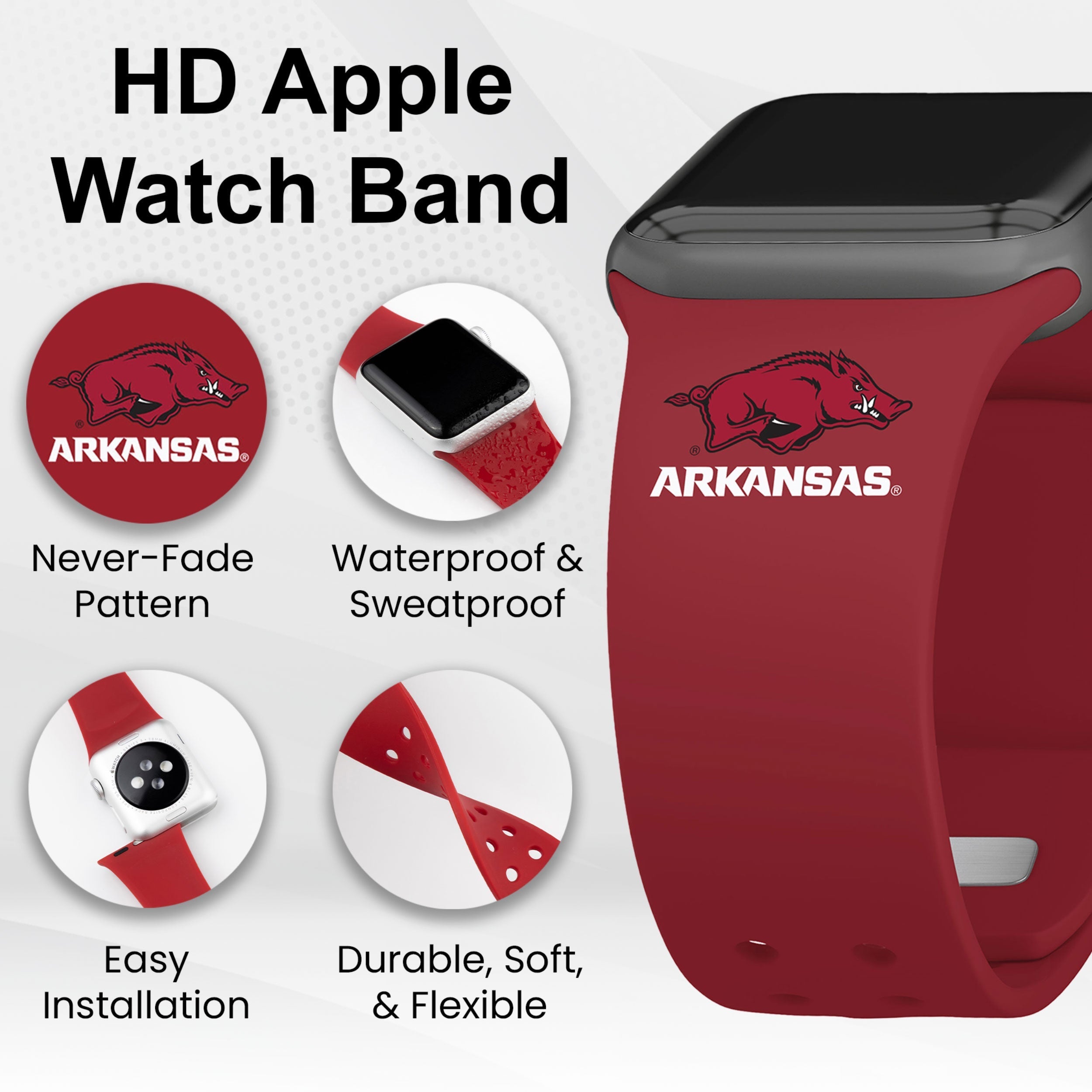 Arkansas Razorbacks HD Apple Watch Band 20