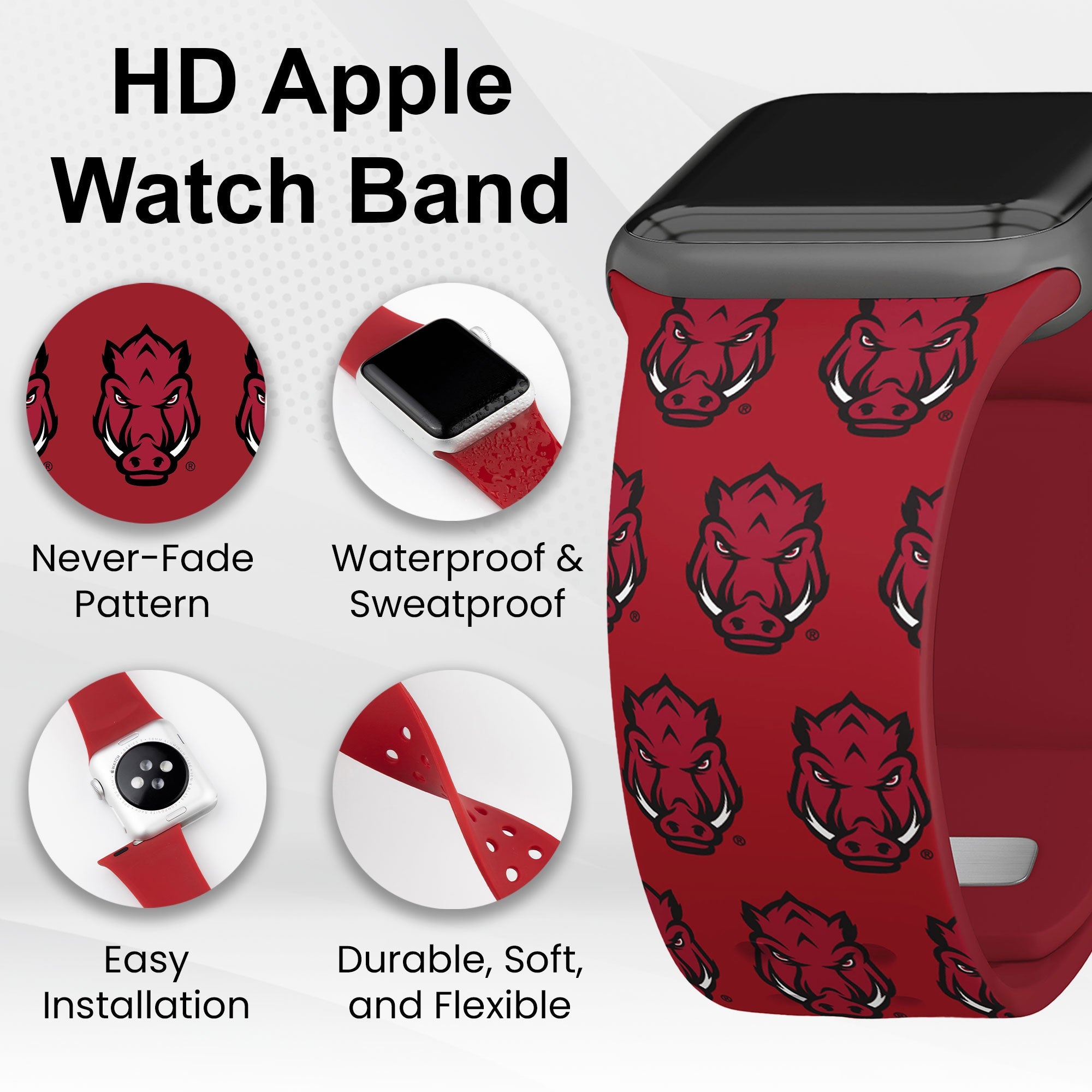 Arkansas Razorbacks HD Apple Watch Band 9