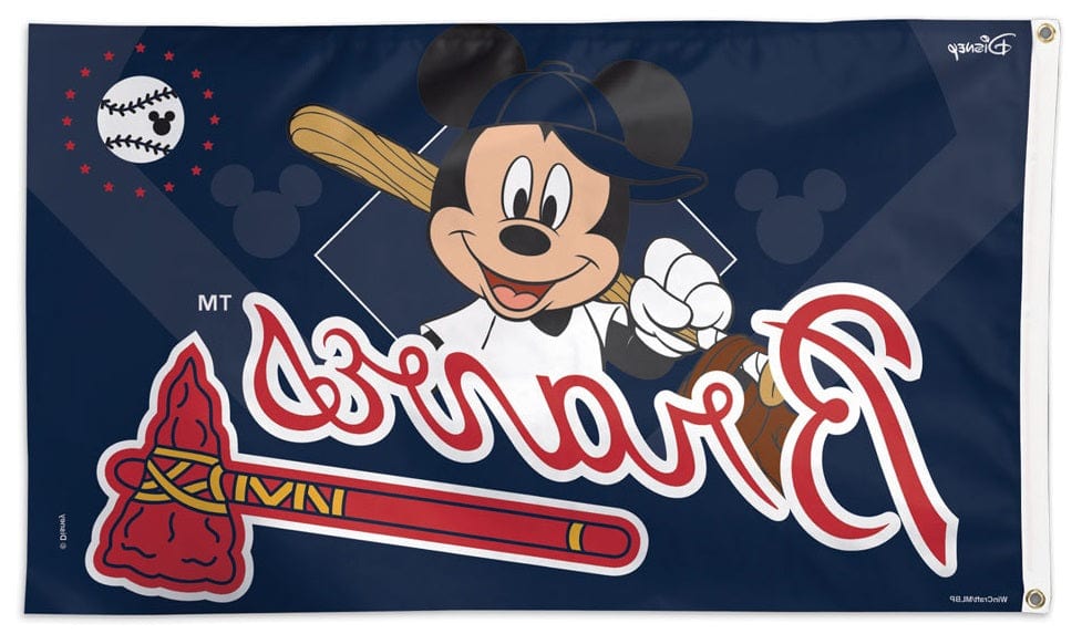 Atlanta Braves Flag 3x5 Mickey Mouse Baseball