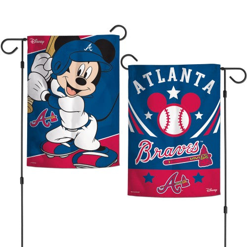 Atlanta Braves Garden Flag 2 Sided Mickey Mouse