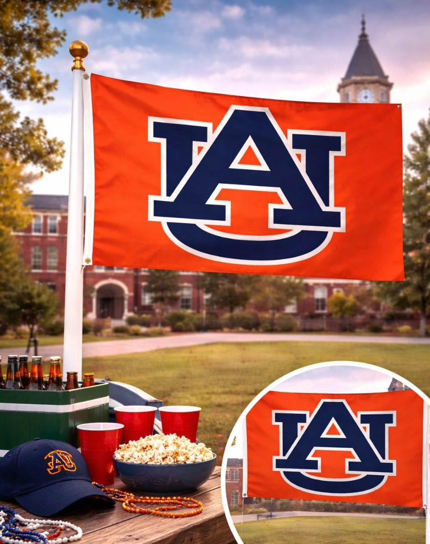 Auburn Tigers Flag 3x5 Orange AU Logo