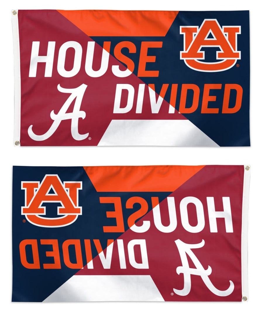 Auburn vs Alabama House Divided Flag 3x5 Tigers Crimson Tide