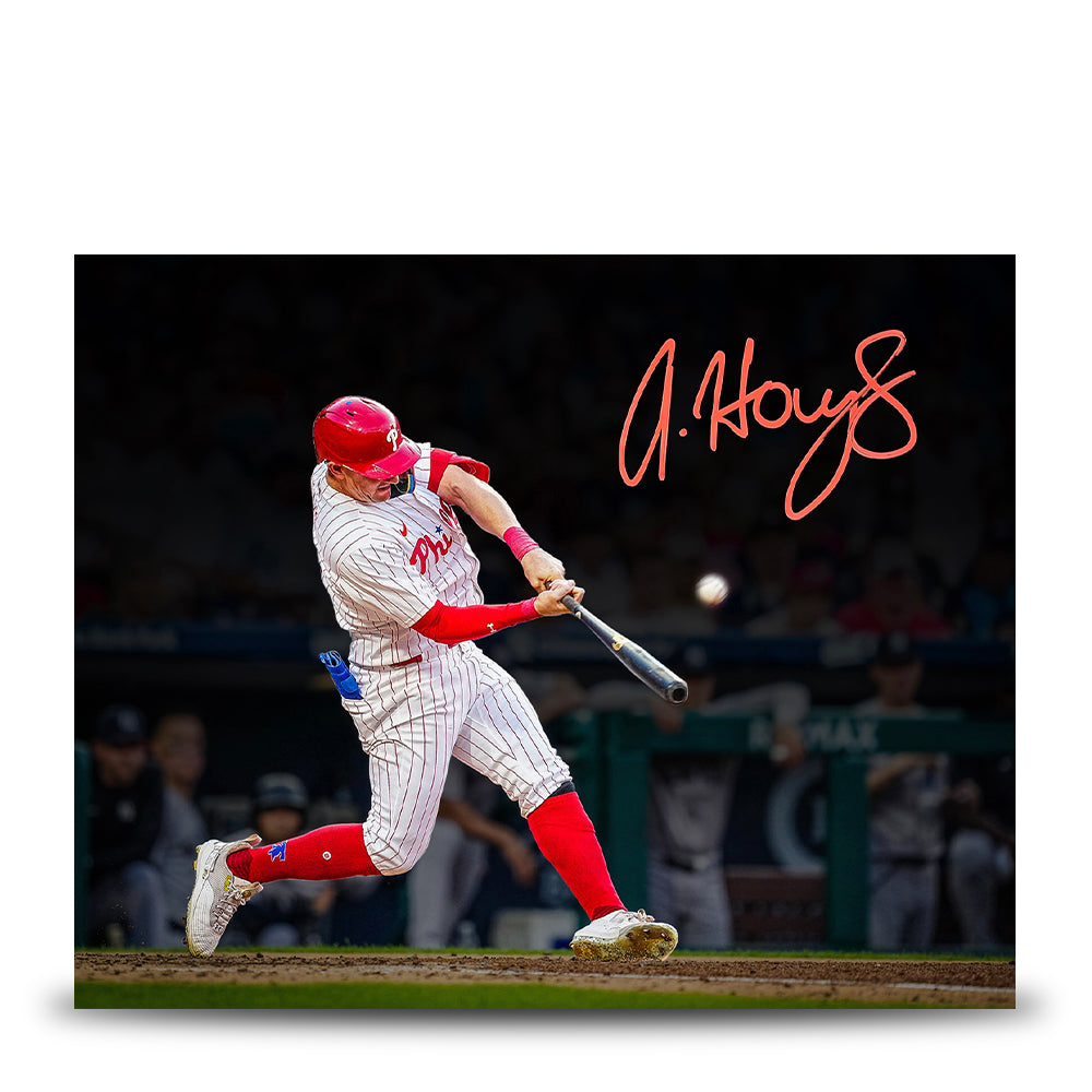 Austin Hays Blackout Swing Autographed Philadelphia Phillies 11" x 14" Baseball Photo