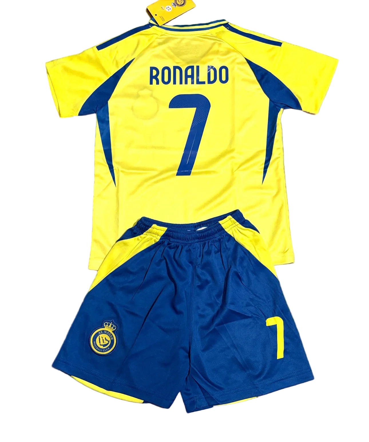 Ronaldo Yellow Al Nassr Kids Away Soccer Jersey Kit Youth Toddler Sizes 1
