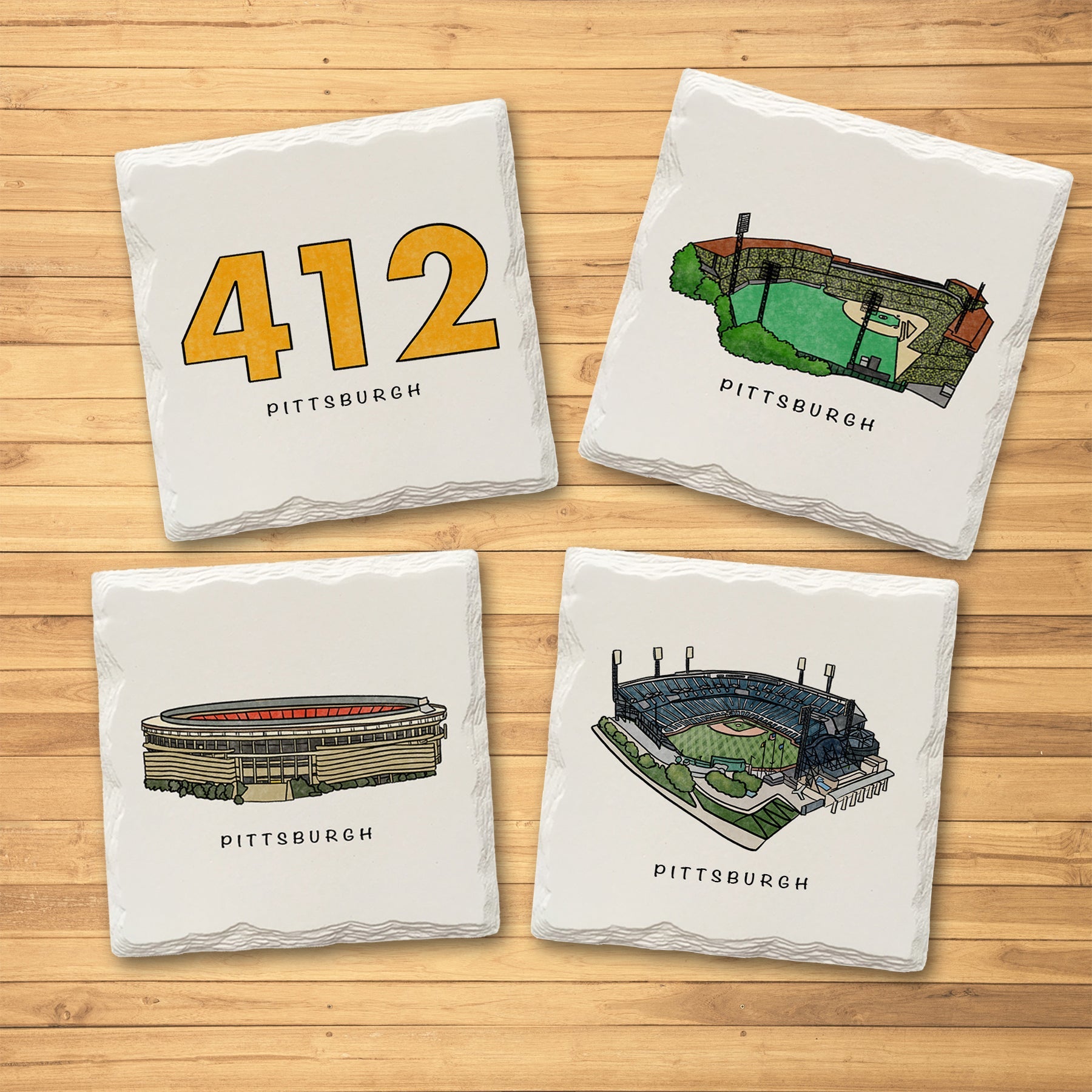 Pittsburgh Baseball Variety Pack - Ceramic Drink Coasters - 4 Pack