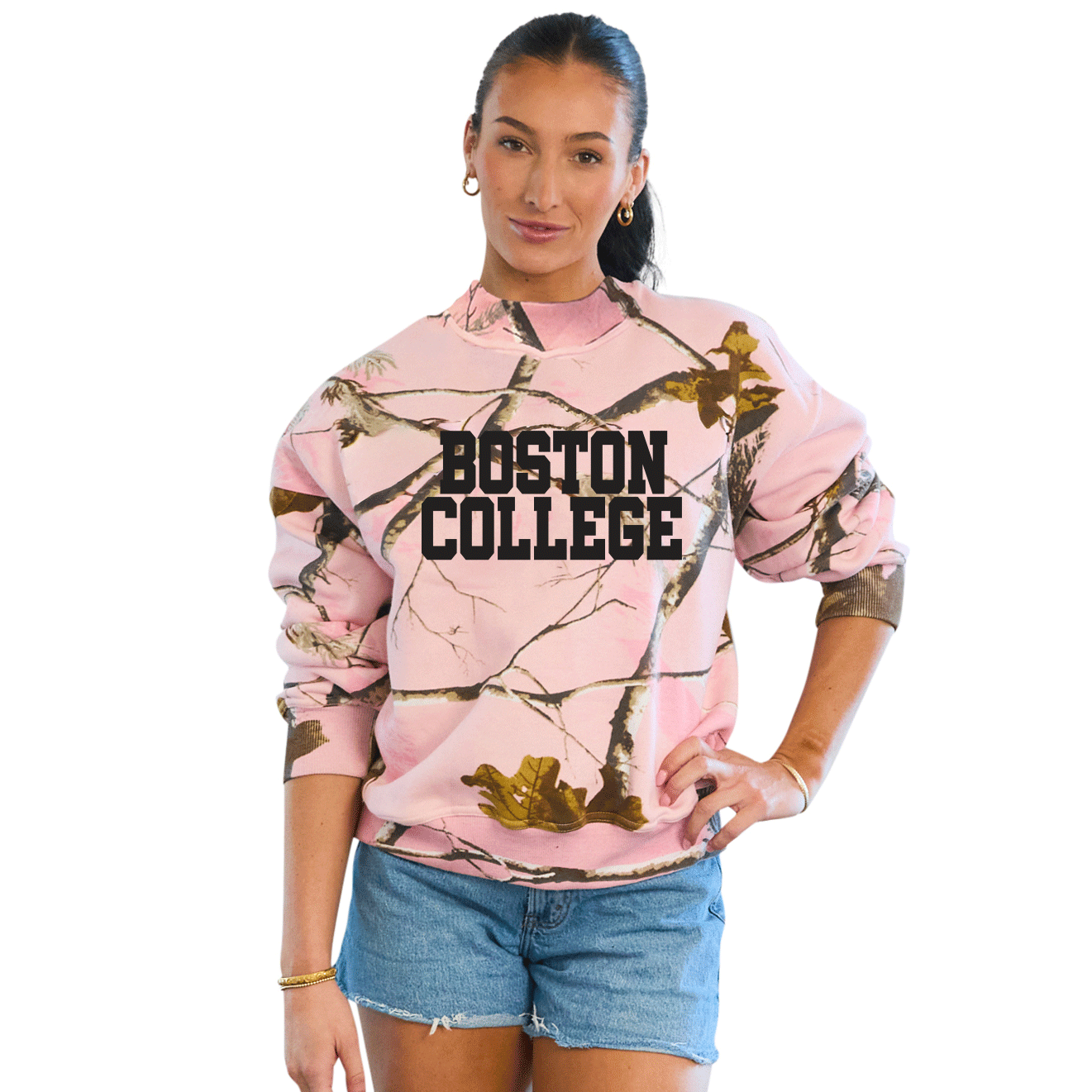 Boston College Camo Mock Neck Sweatshirt | lojobands
