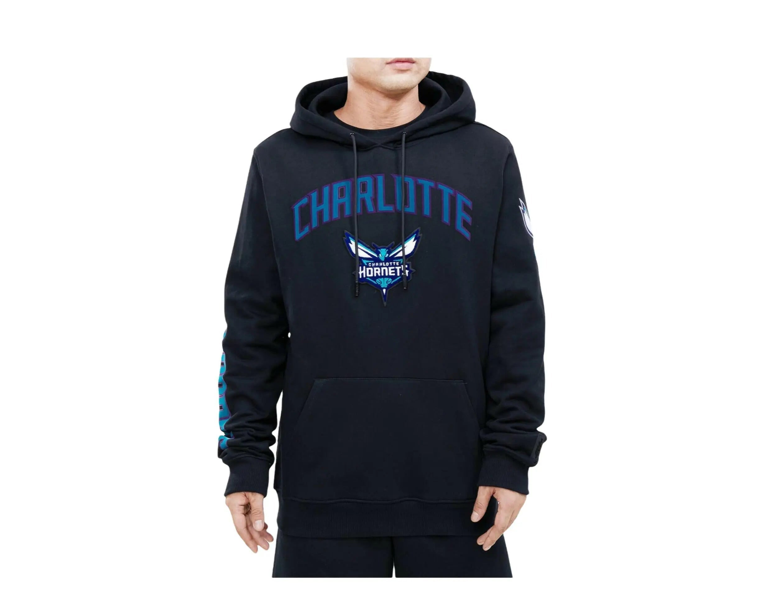 Pro Standard NBA Charlotte Hornets Stacked Logo Men Pullover Hoodie Black