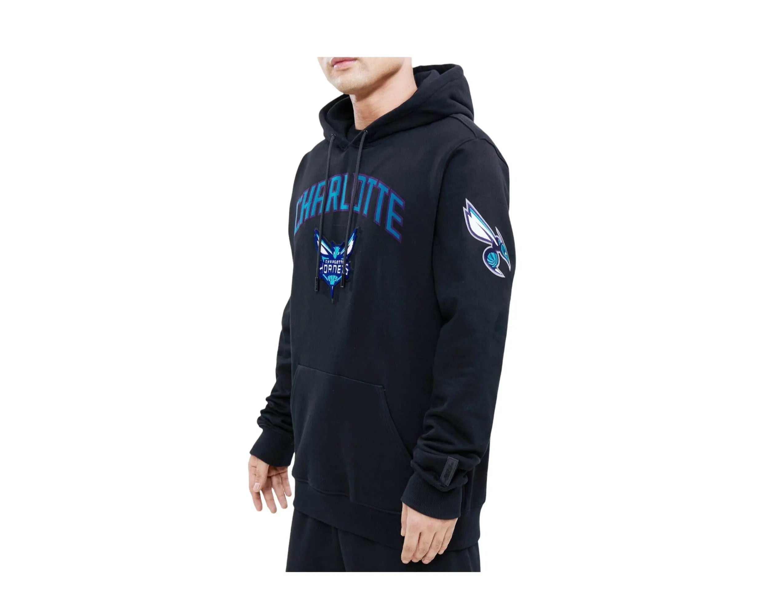 Pro Standard NBA Charlotte Hornets Stacked Logo Men Pullover Hoodie Black