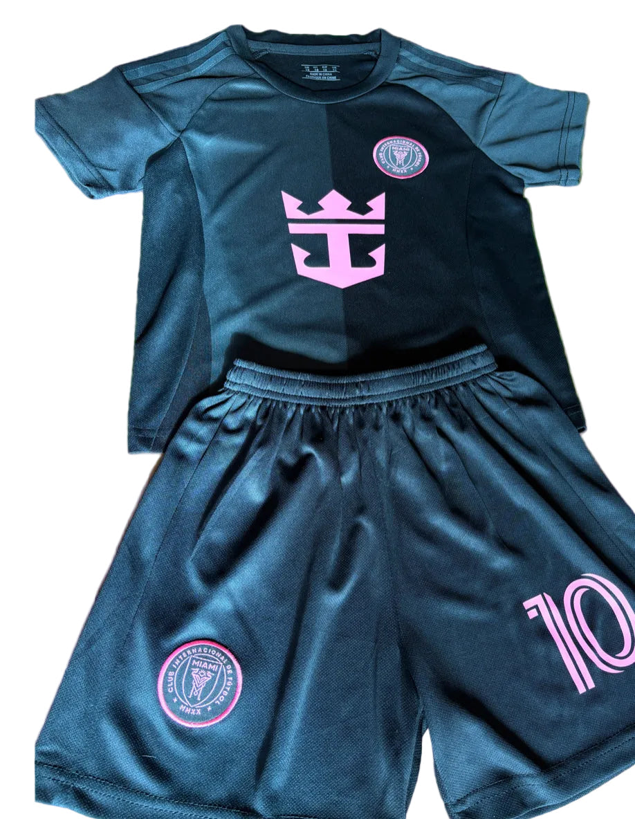 Lionel Messi Black Miami 2025 Kids Soccer Jersey Set Football 2