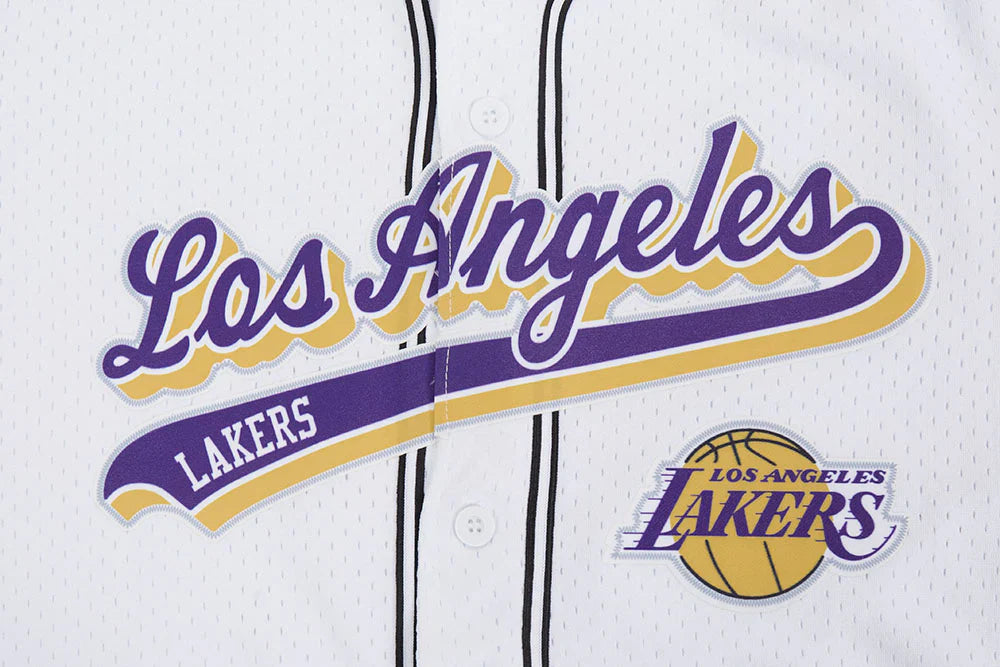 Pro Standard LA Lakers Script Tail Mesh Button Down Shirt - White/Black 5