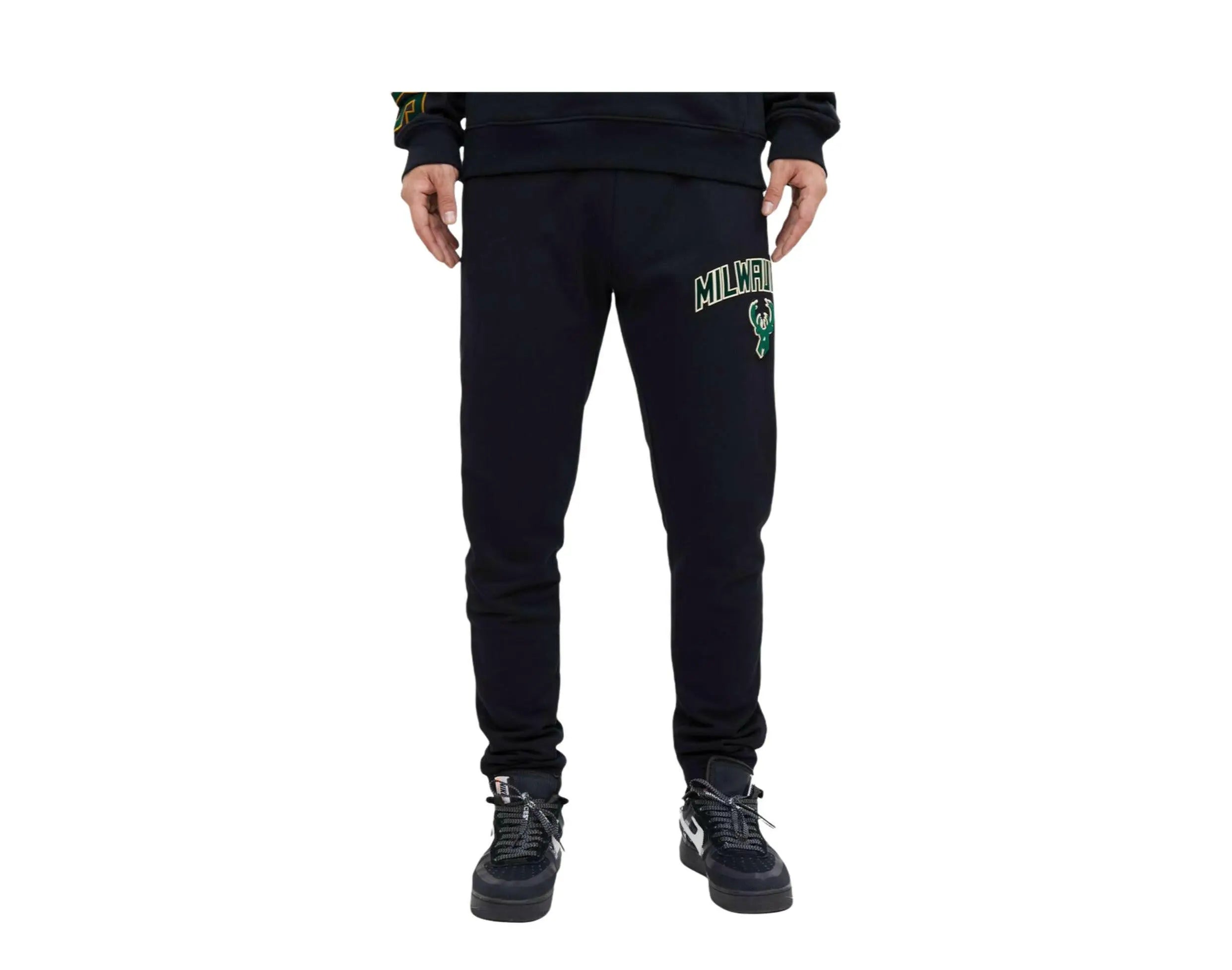 Pro Standard NBA Milwaukee Bucks Stacked Logo Men Sweatpants Black 1