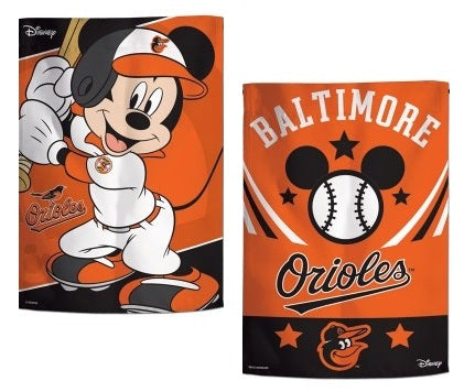 Baltimore Orioles Garden Flag 2 Sided Mickey Mouse Disney 1