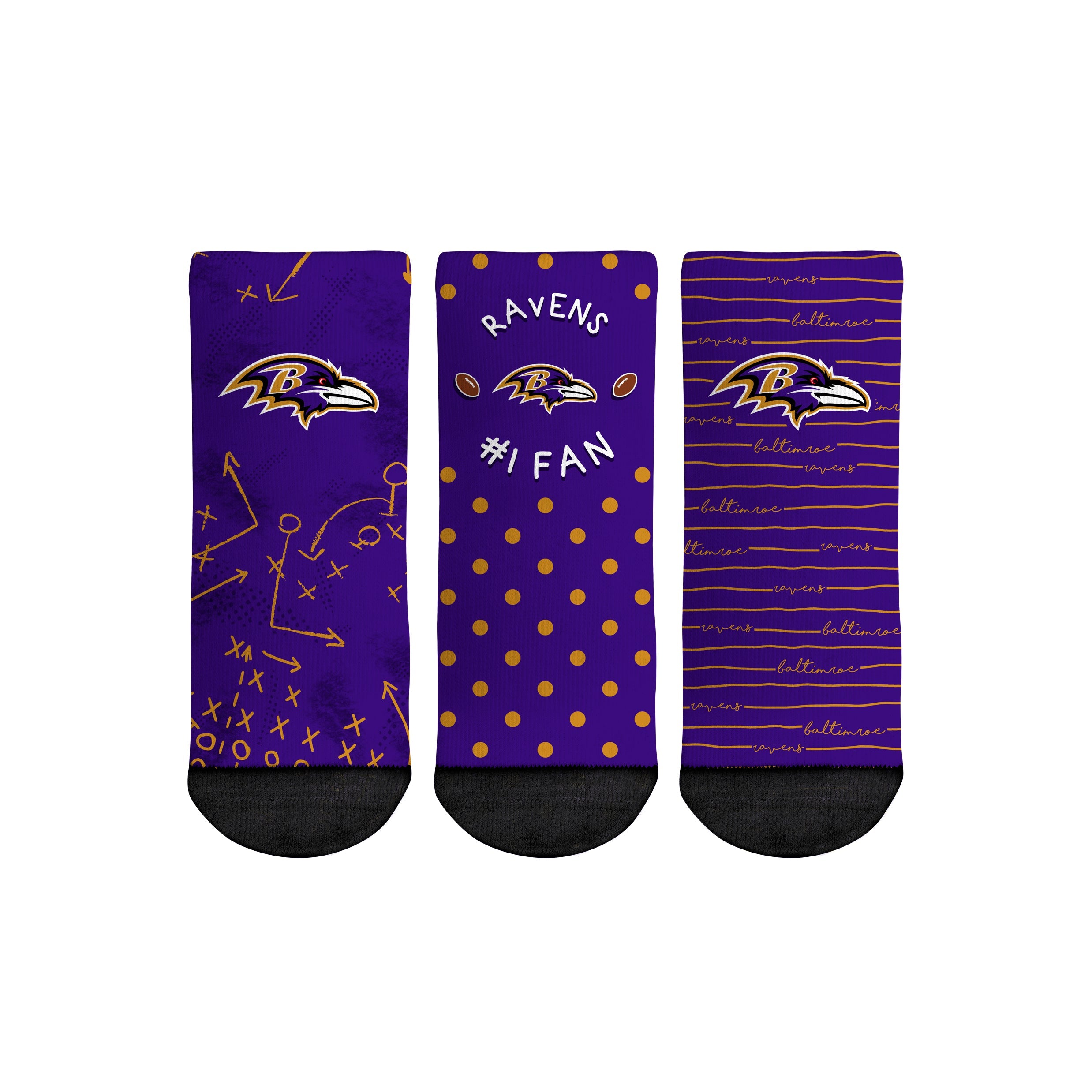 Baltimore Ravens - Number 1 Fan 3-Pack (Toddler) | Rock 'Em Socks