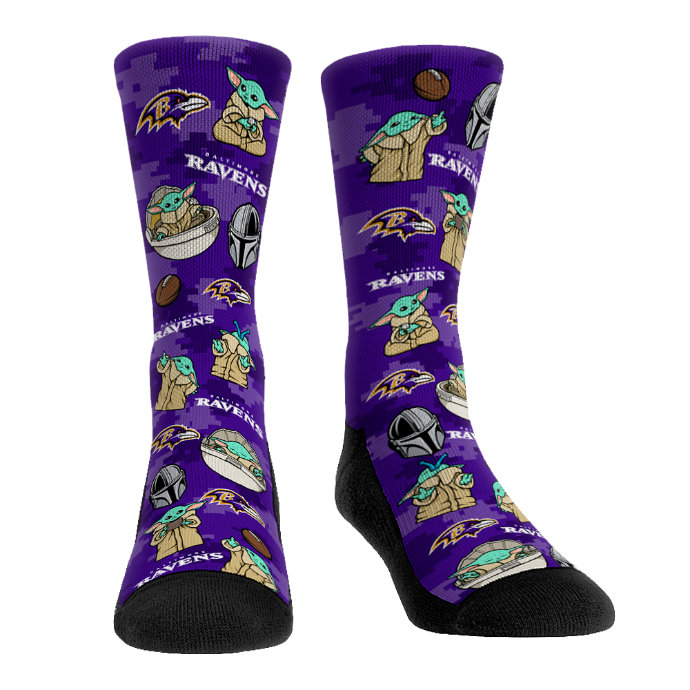 Baltimore Ravens - Star Wars  - Grogu All-Over | Rock 'Em Socks
