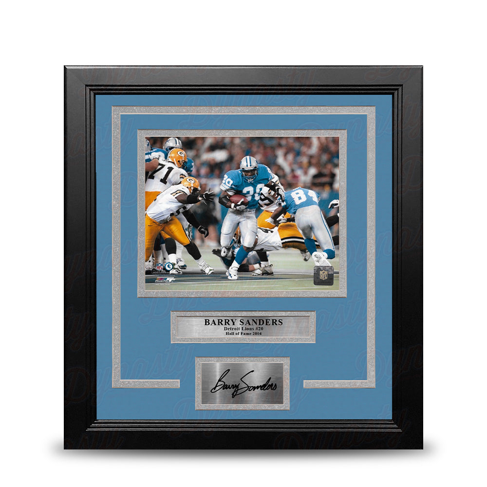 Barry Sanders v. Packers Detroit Lions 8" x 10" Framed Football Photo with Engraved Autograph 1