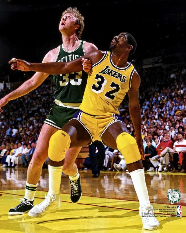 Larry Bird v. Magic Johnson 8" x 10" Basketball Photo 1