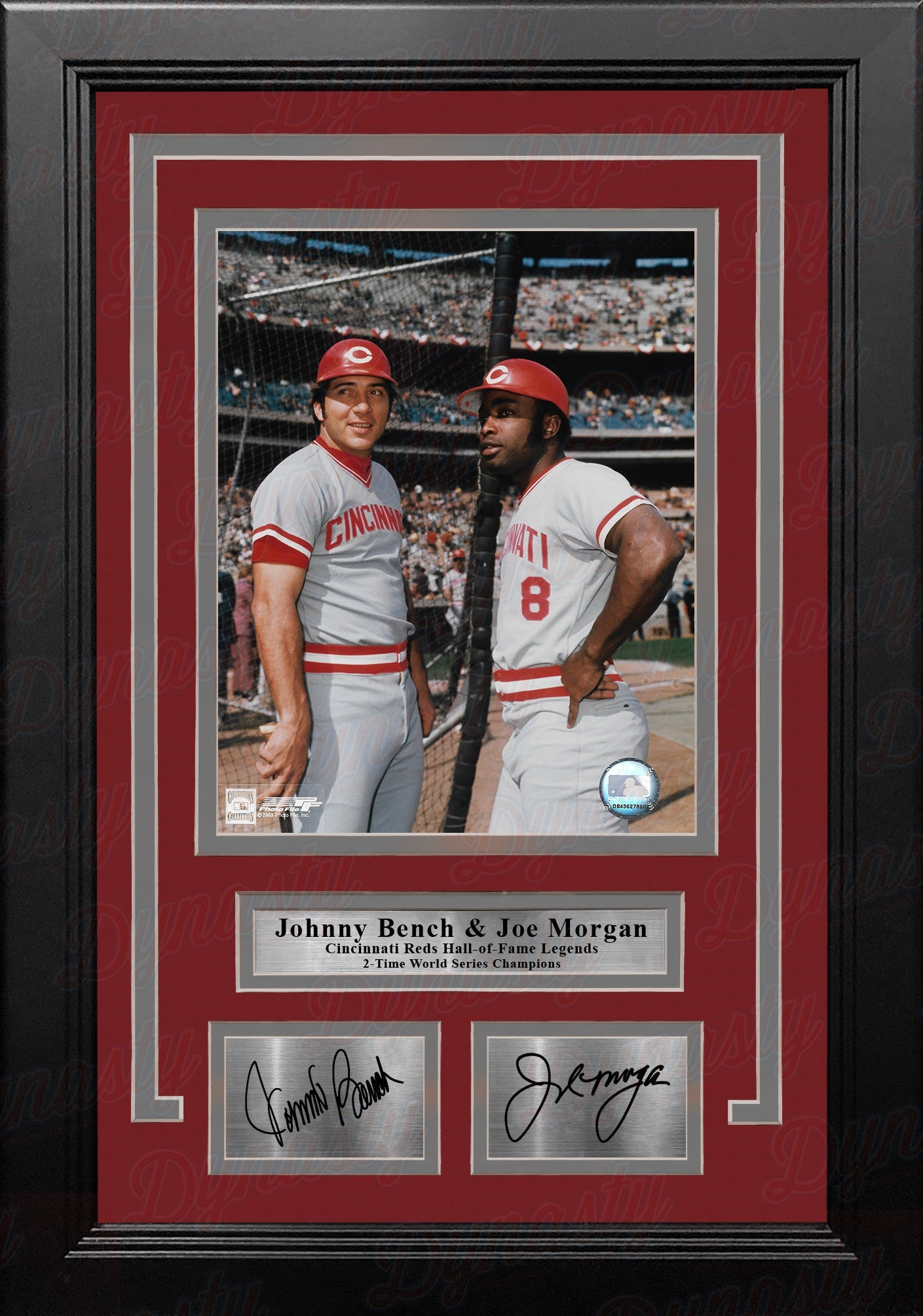 Johnny Bench & Joe Morgan Cincinnati Reds 8" x 10" Framed Baseball Photo with Engraved Autographs 1