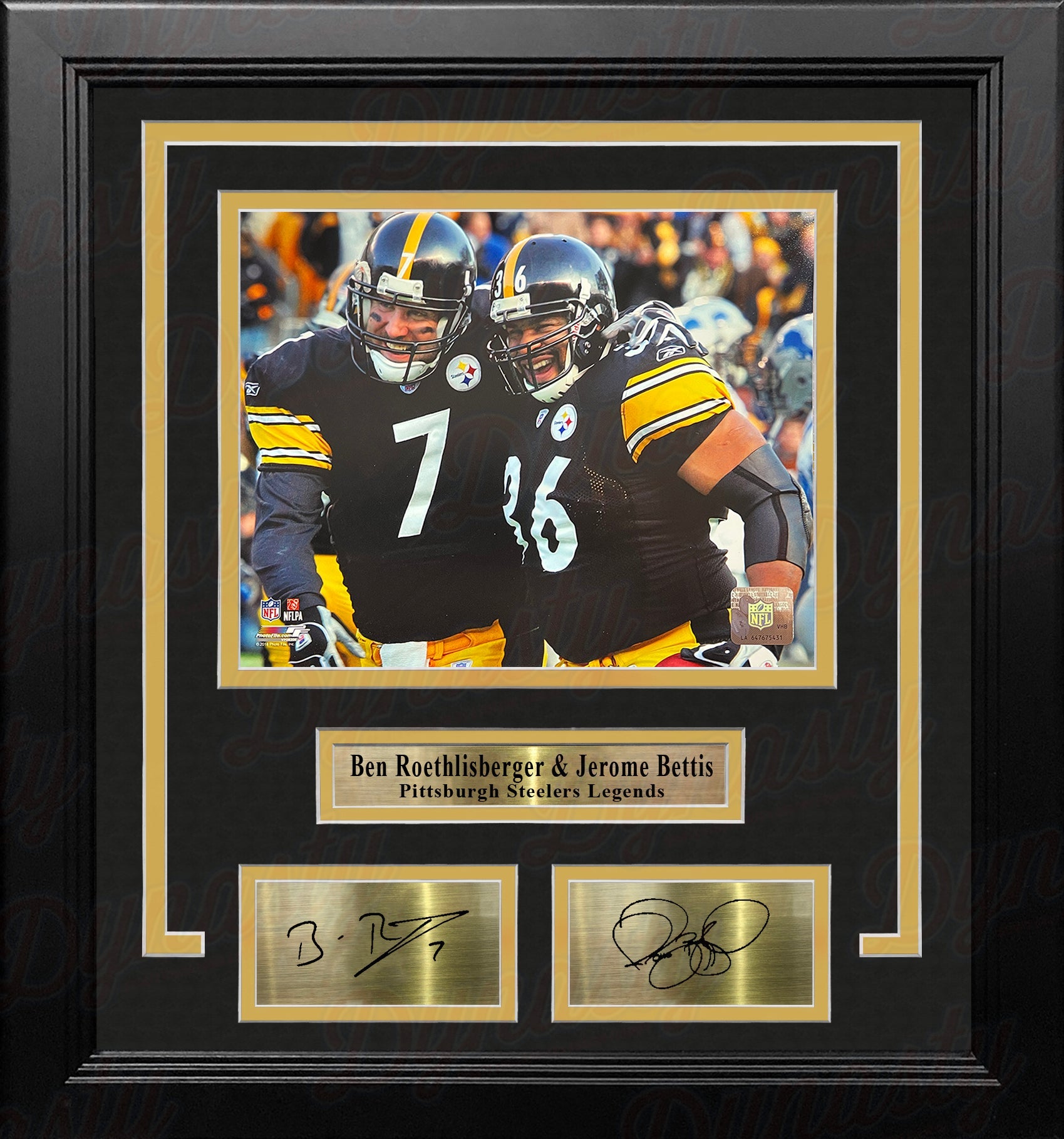 Ben Roethlisberger & Jerome Bettis Pittsburgh Steelers 8x10 Framed Photo with Engraved Autographs 1