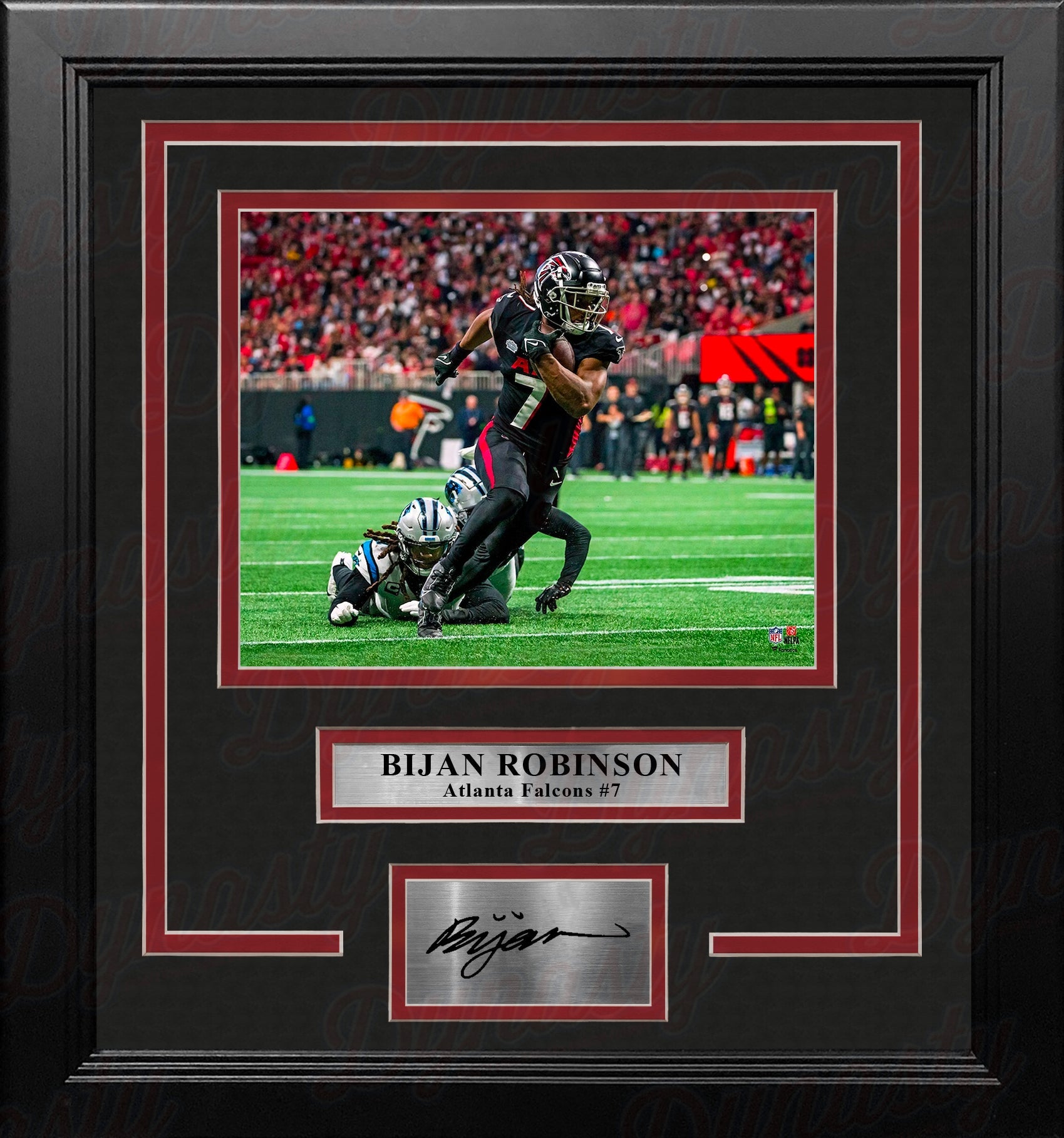 Bijan Robinson in Action Atlanta Falcons 8" x 10" Framed Football Photo with Engraved Autograph 1