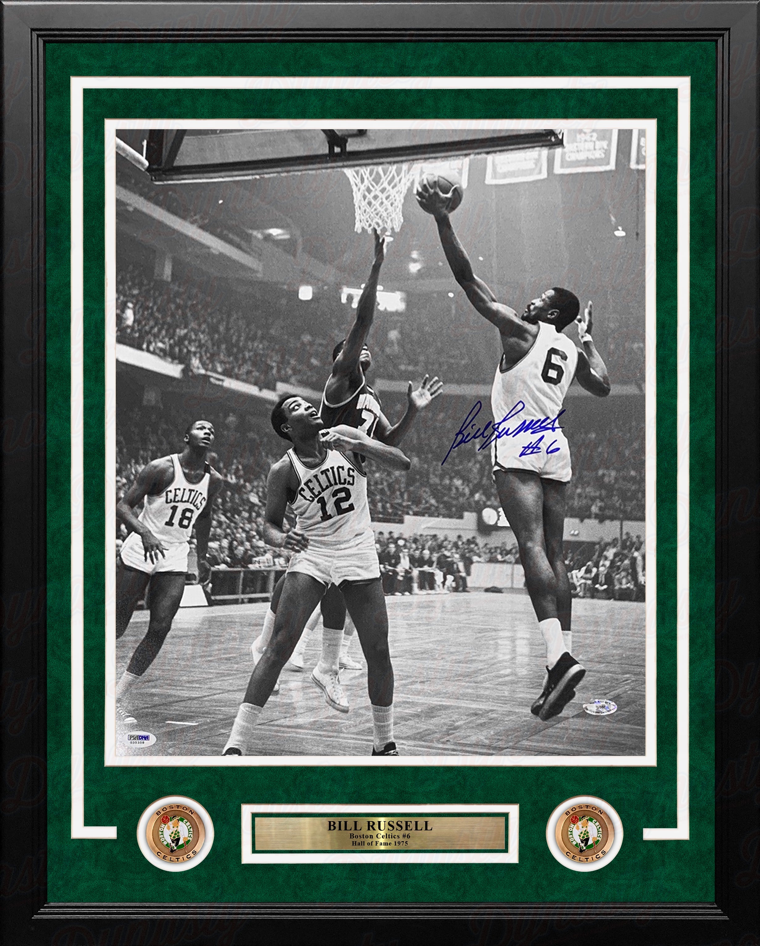 Bill Russell Making a Layup Boston Celtics Autographed 16" x 20" Framed Basketball Photo 2