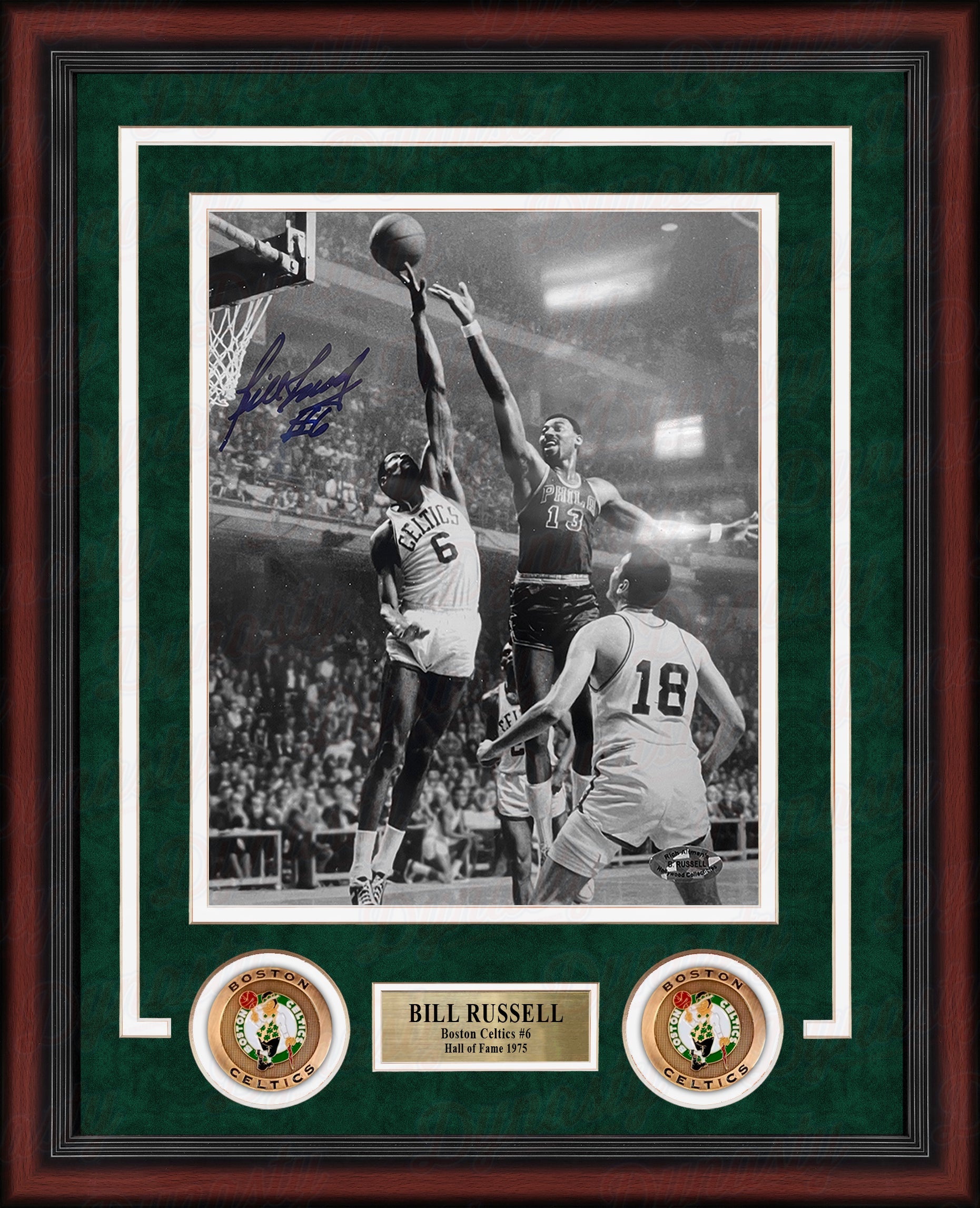 Bill Russell v. Wilt Boston Celtics Autographed 8" x 10" Framed Black & White Basketball Photo 2