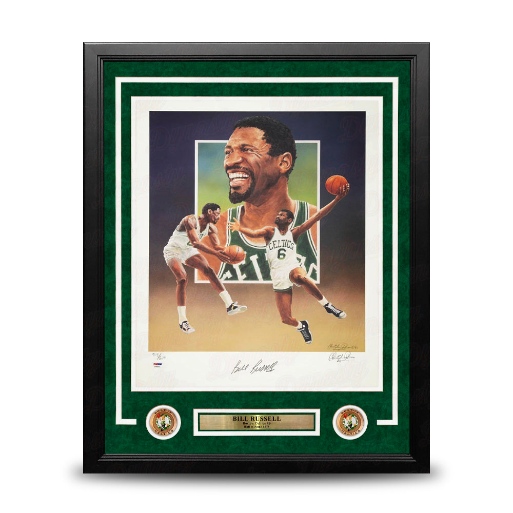 Bill Russell Boston Celtics Autographed 18x24 Framed Christopher Paluso Basketball Lithograph Photo 1
