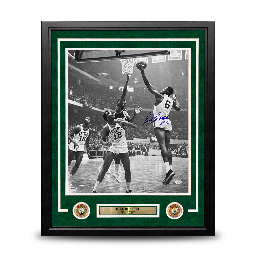Bill Russell Making a Layup Boston Celtics Autographed 16" x 20" Framed Basketball Photo 1
