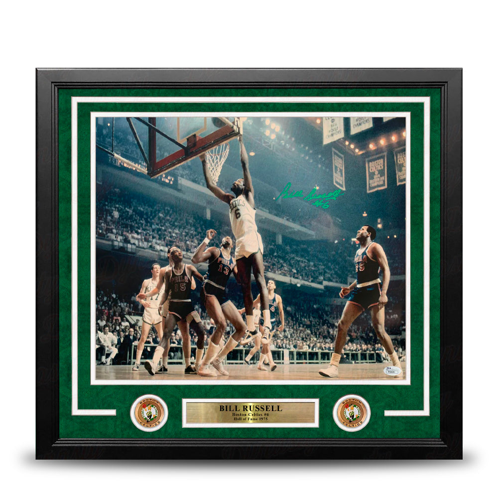 Bill Russell at the Rim Boston Celtics Autographed 16" x 20" Framed Basketball Photo 1