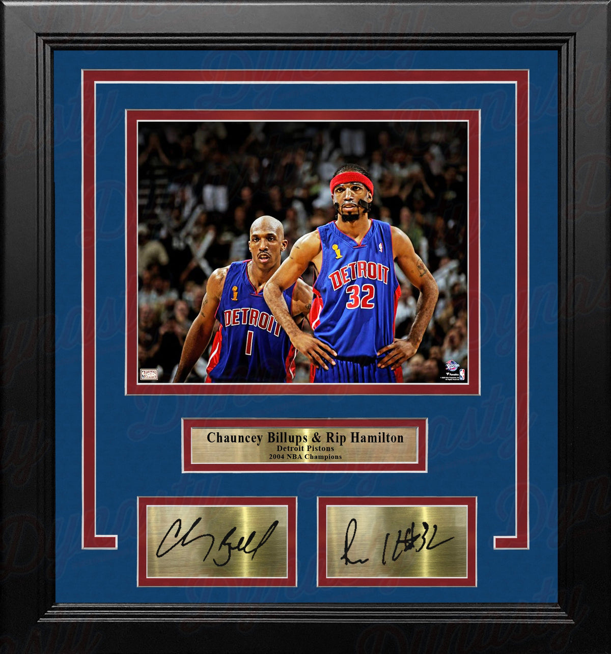 Chauncey Billups & Richard Hamilton Detroit Pistons 8x10 Framed Photo with Engraved Autographs 1