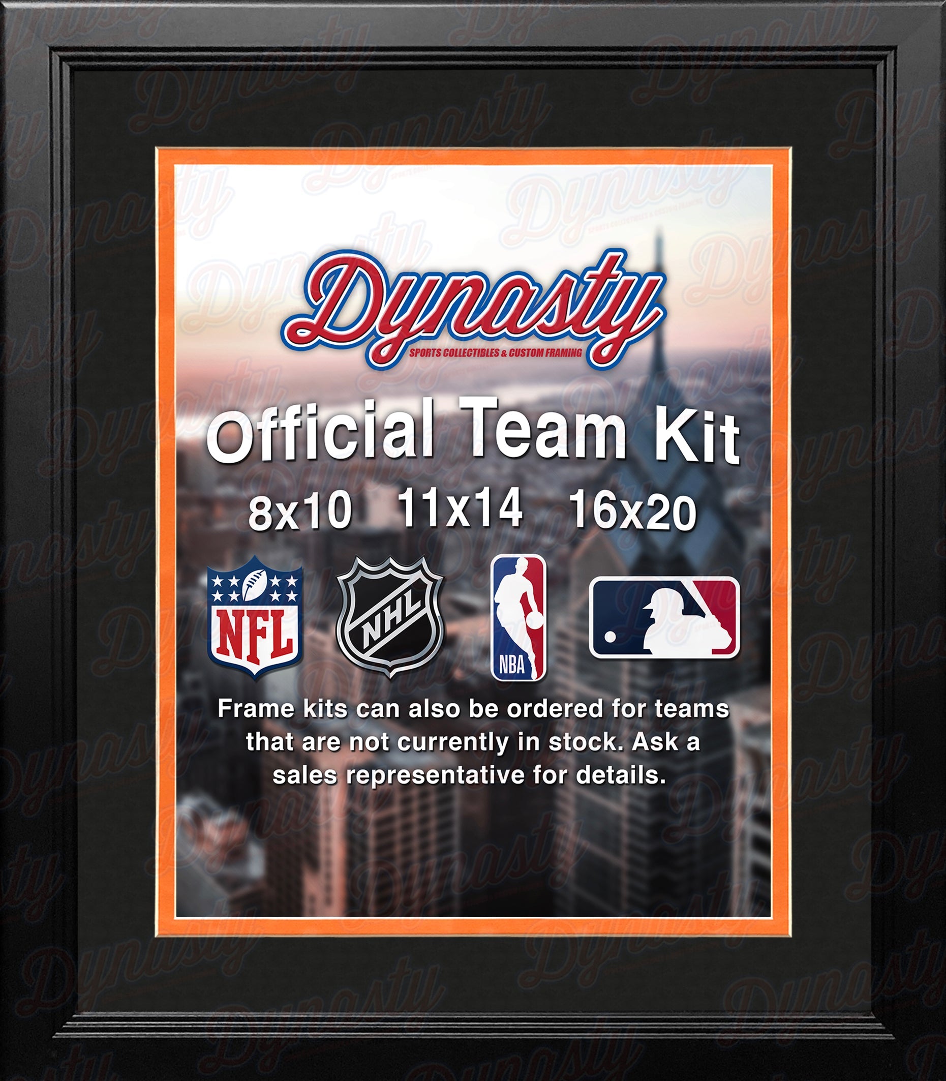 MLB Baseball Photo Picture Frame Kit - Miami Marlins (Black Matting, Orange Trim) 2
