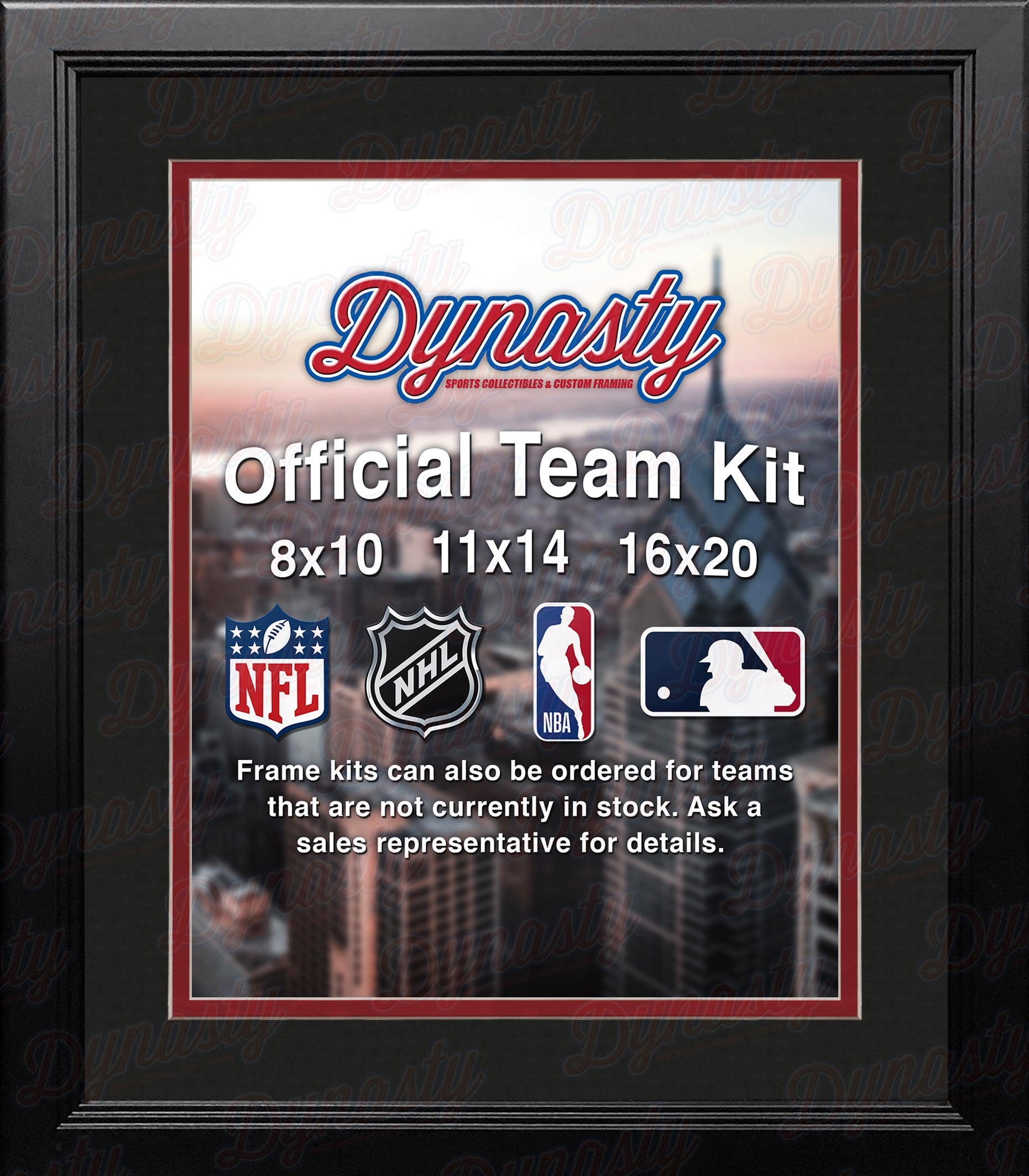 NHL Hockey Photo Picture Frame Kit - Calgary Flames (Black Matting, Red Trim)