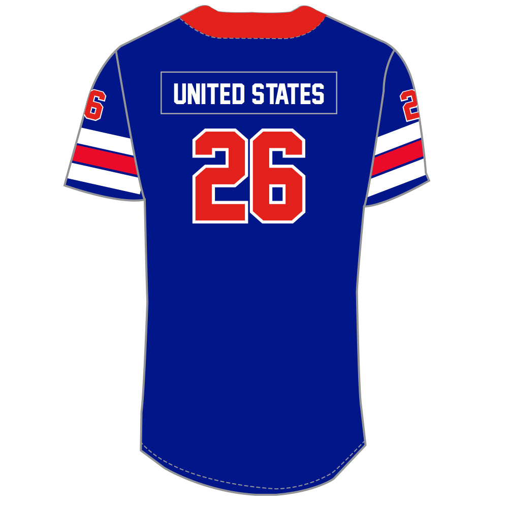USA 2026 Embroidered Cotton Baseball Jersey Blue 4