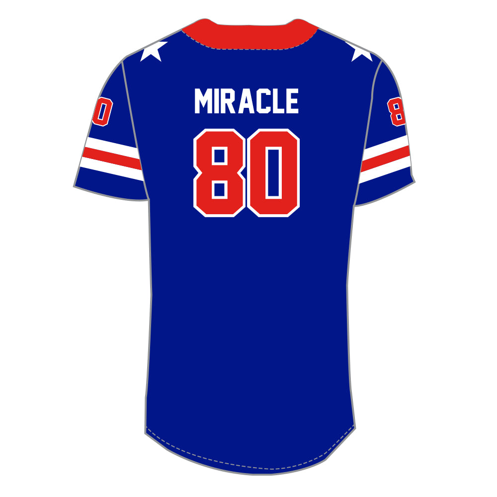 USA 1980 Miracle Performance Baseball Jersey Blue 4