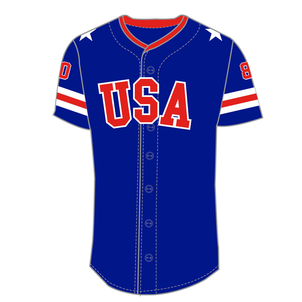 USA 1980 Miracle Performance Baseball Jersey Blue 3