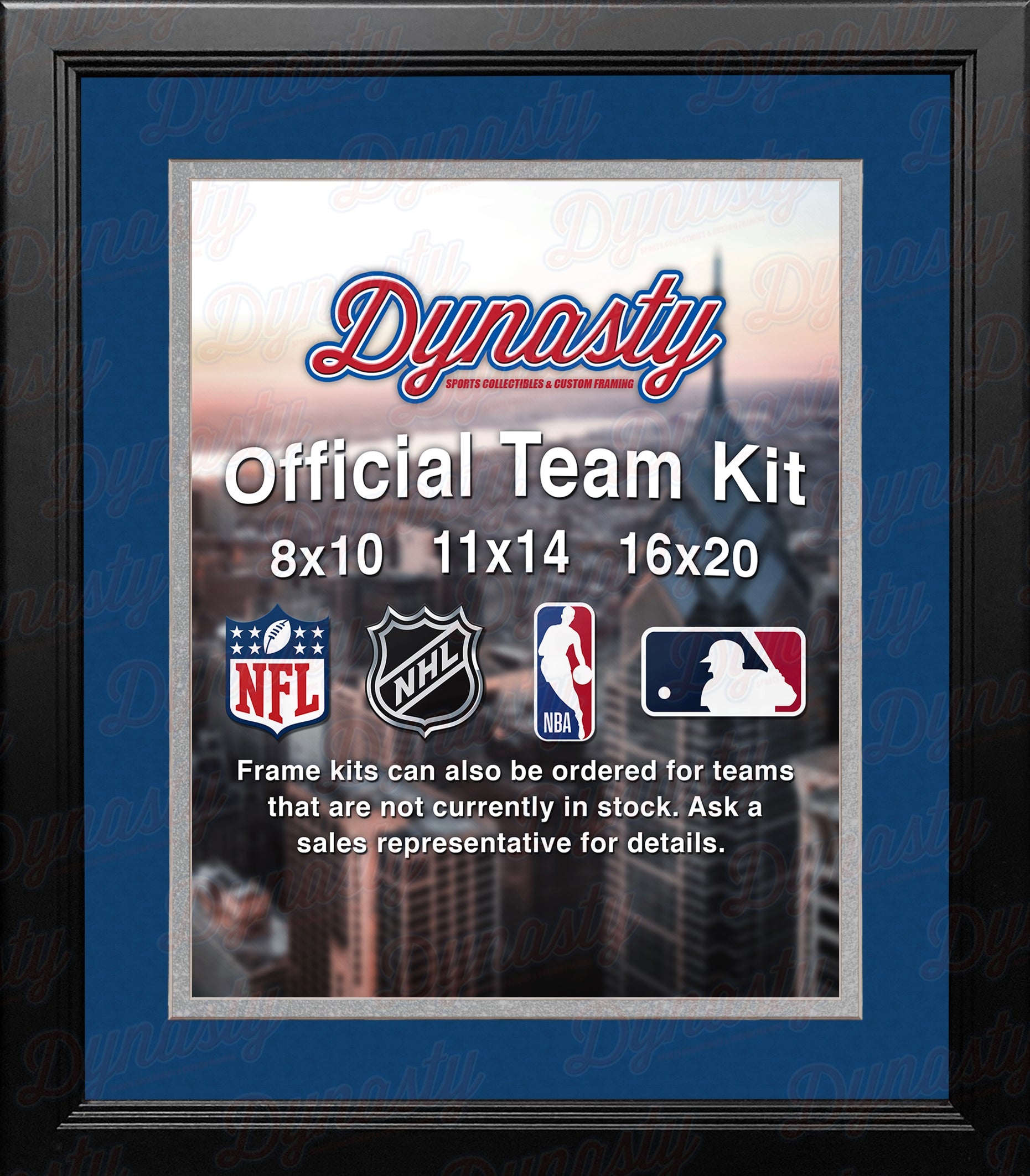 NBA Basketball Photo Picture Frame Kit - Dallas Mavericks (Blue Matting, Silver Trim) 2