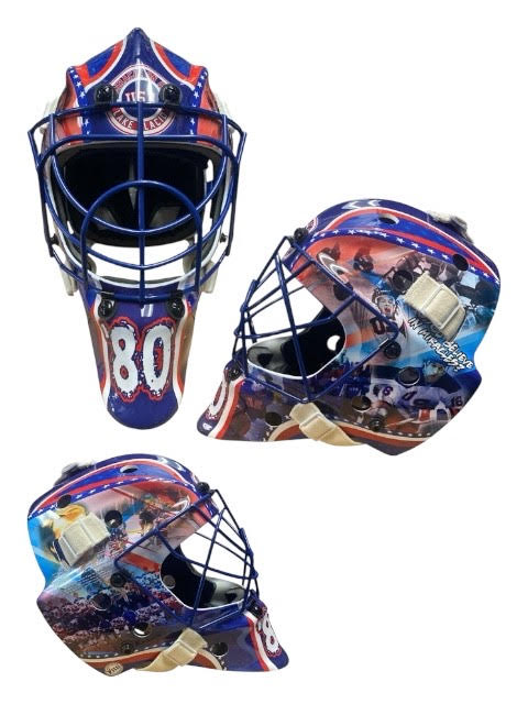 USA Hockey Miracle on Ice 1980 Blue Cage Full Size Goalie Mask 5